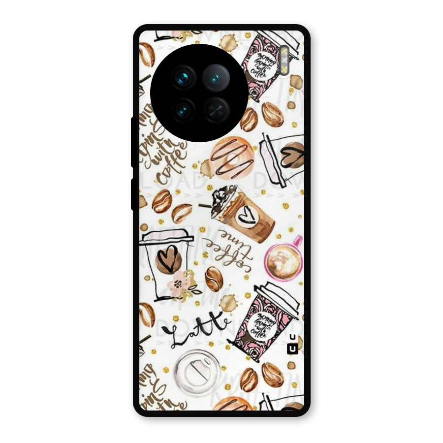 Cute Coffee Pattern Metal Back Case for Vivo X90