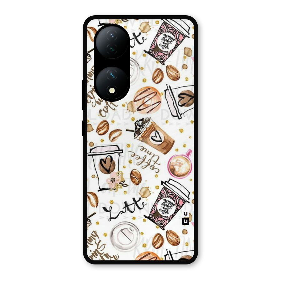 Cute Coffee Pattern Metal Back Case for Vivo Y100