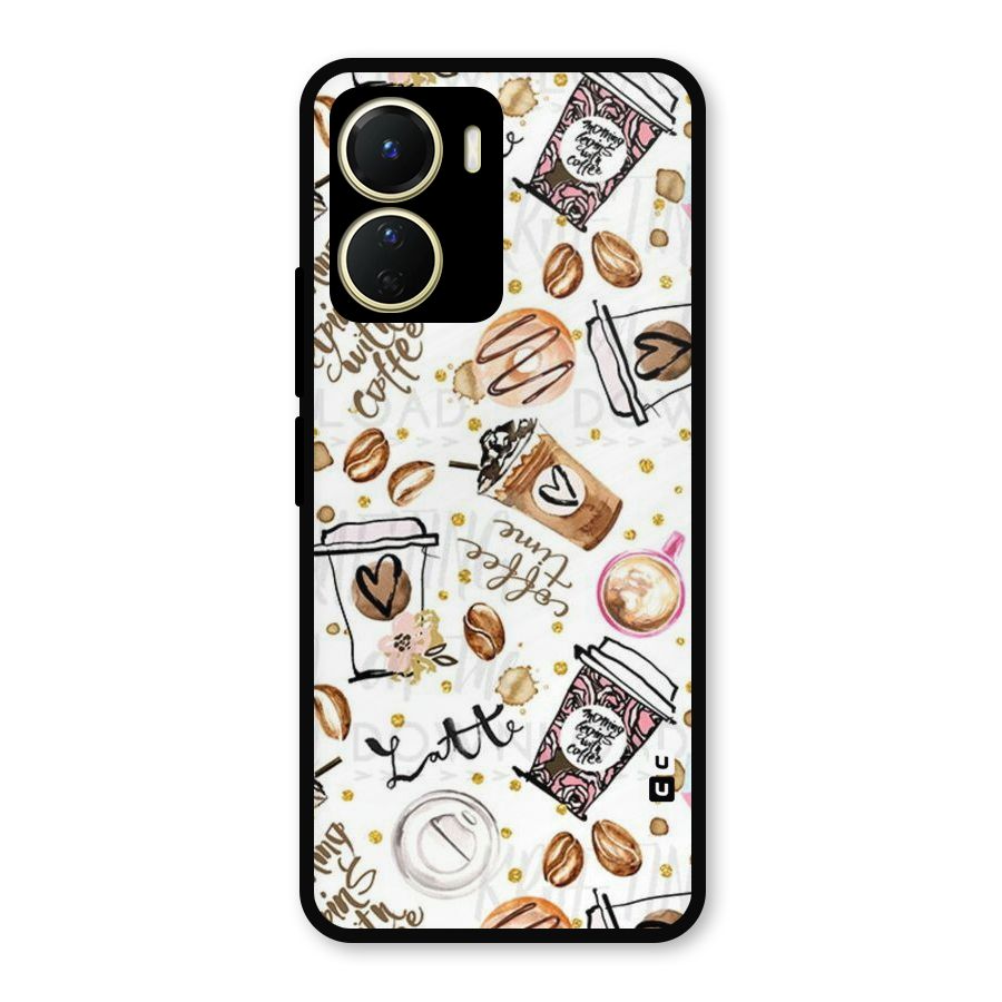 Cute Coffee Pattern Metal Back Case for Vivo Y16