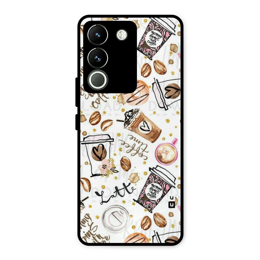 Cute Coffee Pattern Metal Back Case for Vivo Y200