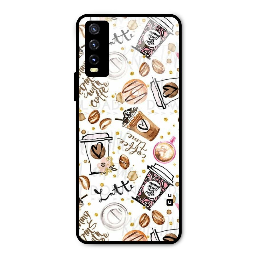Cute Coffee Pattern Metal Back Case for Vivo Y20g