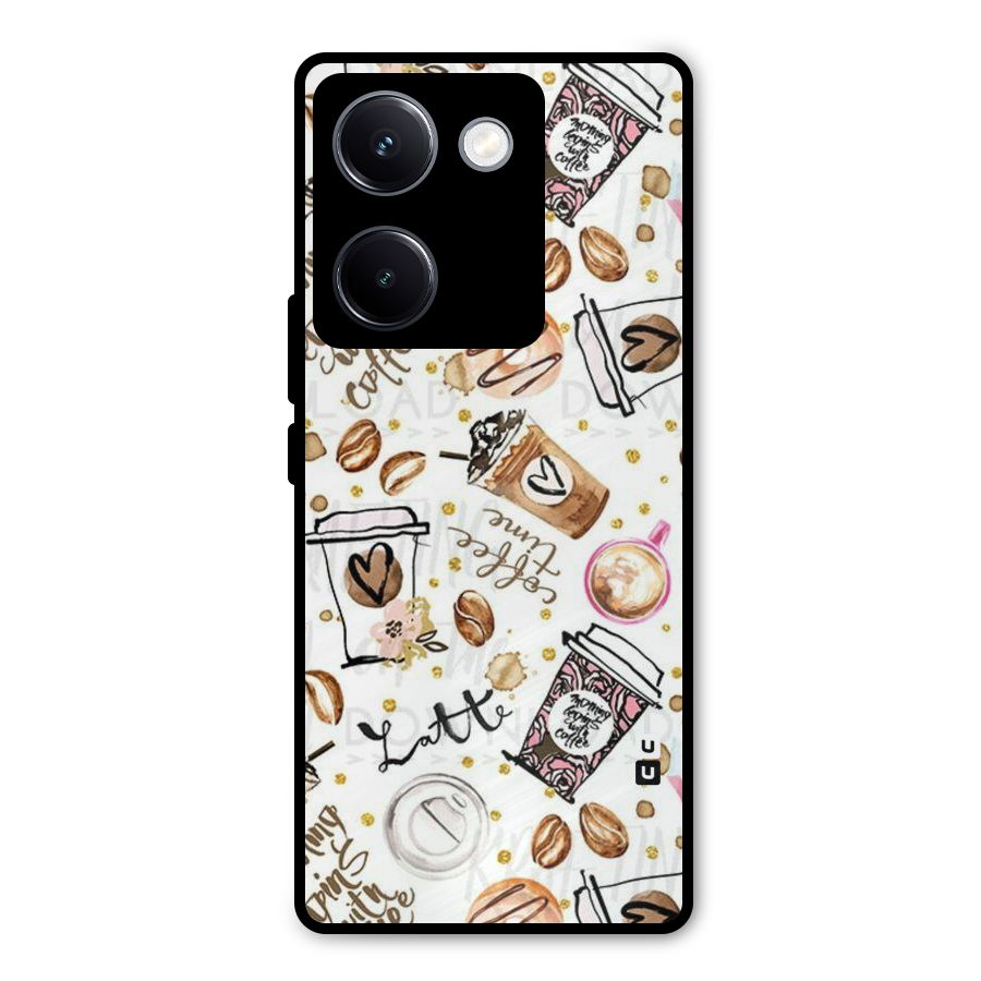 Cute Coffee Pattern Metal Back Case for Vivo Y300 Plus