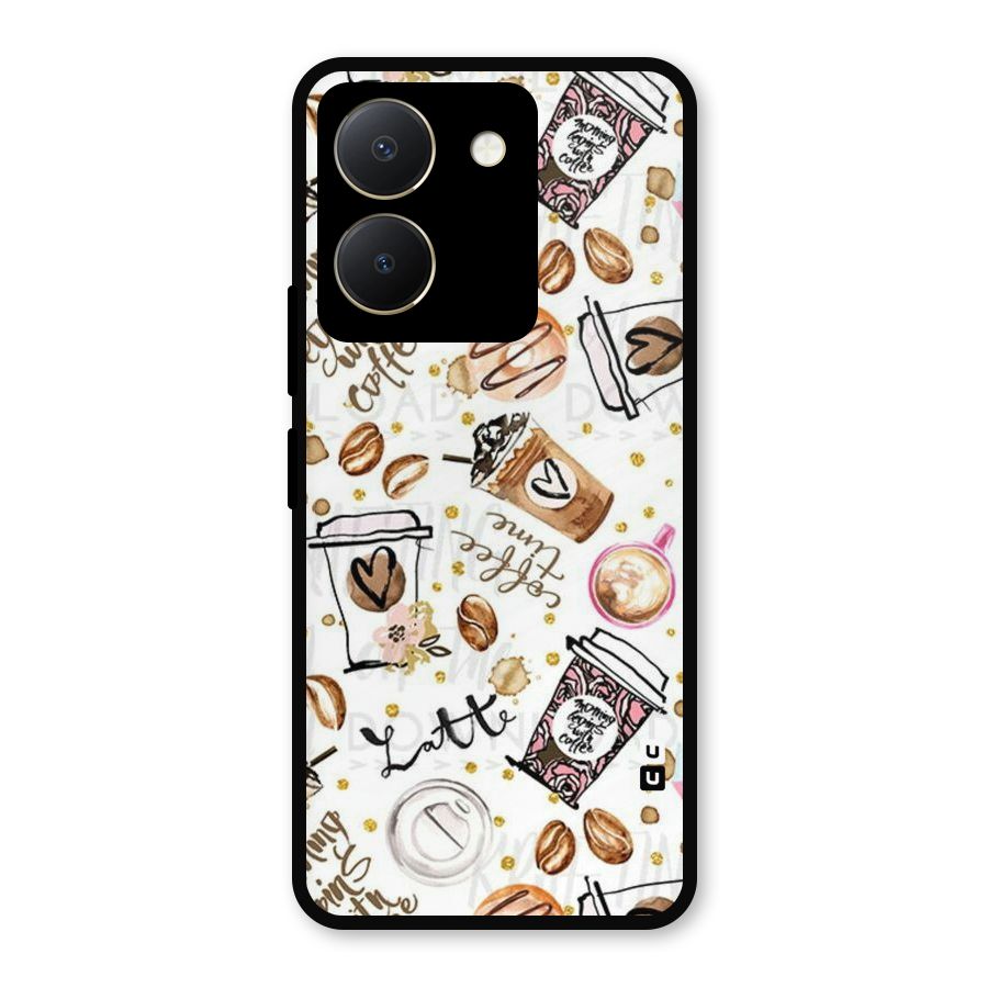 Cute Coffee Pattern Metal Back Case for Vivo Y36