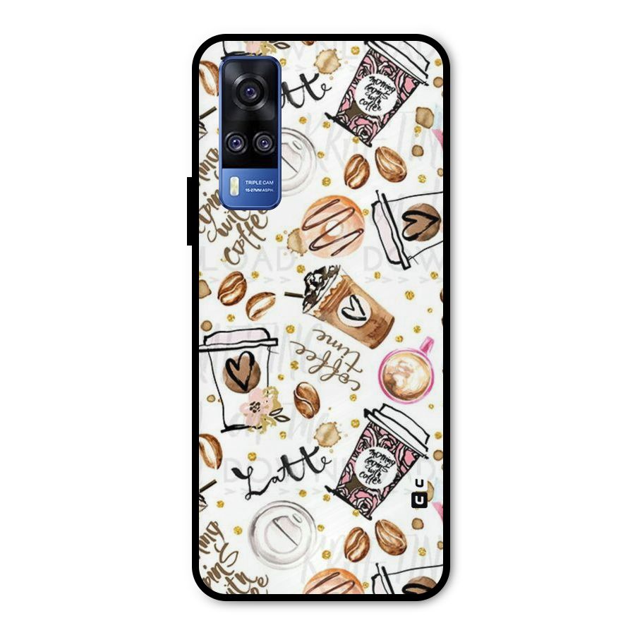 Cute Coffee Pattern Metal Back Case for Vivo Y51A