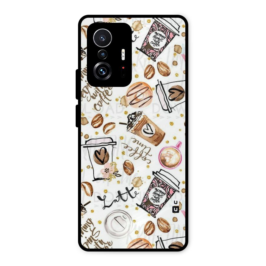 Cute Coffee Pattern Metal Back Case for Xiaomi 11T Pro