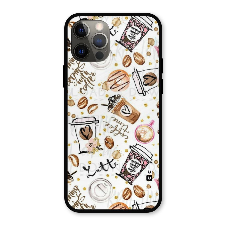 Cute Coffee Pattern Metal Back Case for iPhone 12 Pro