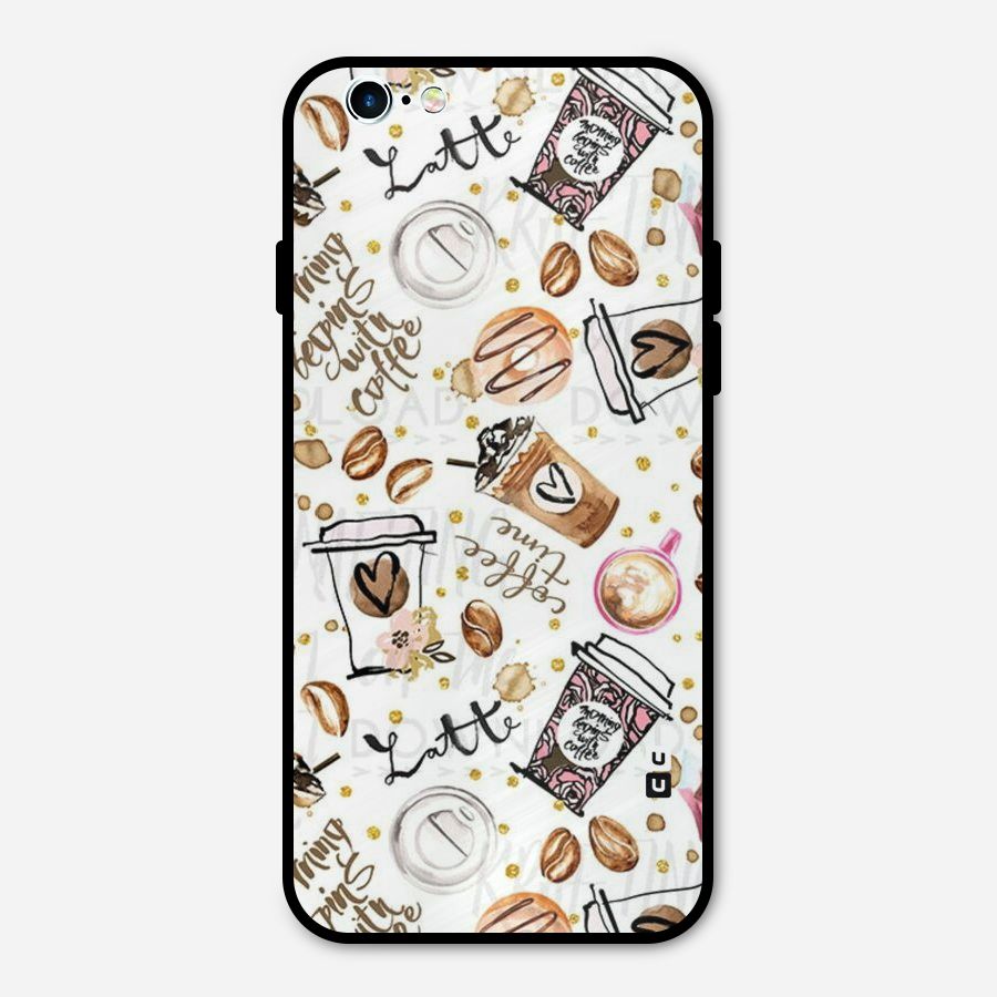 Cute Coffee Pattern Metal Back Case for iPhone 6 6s