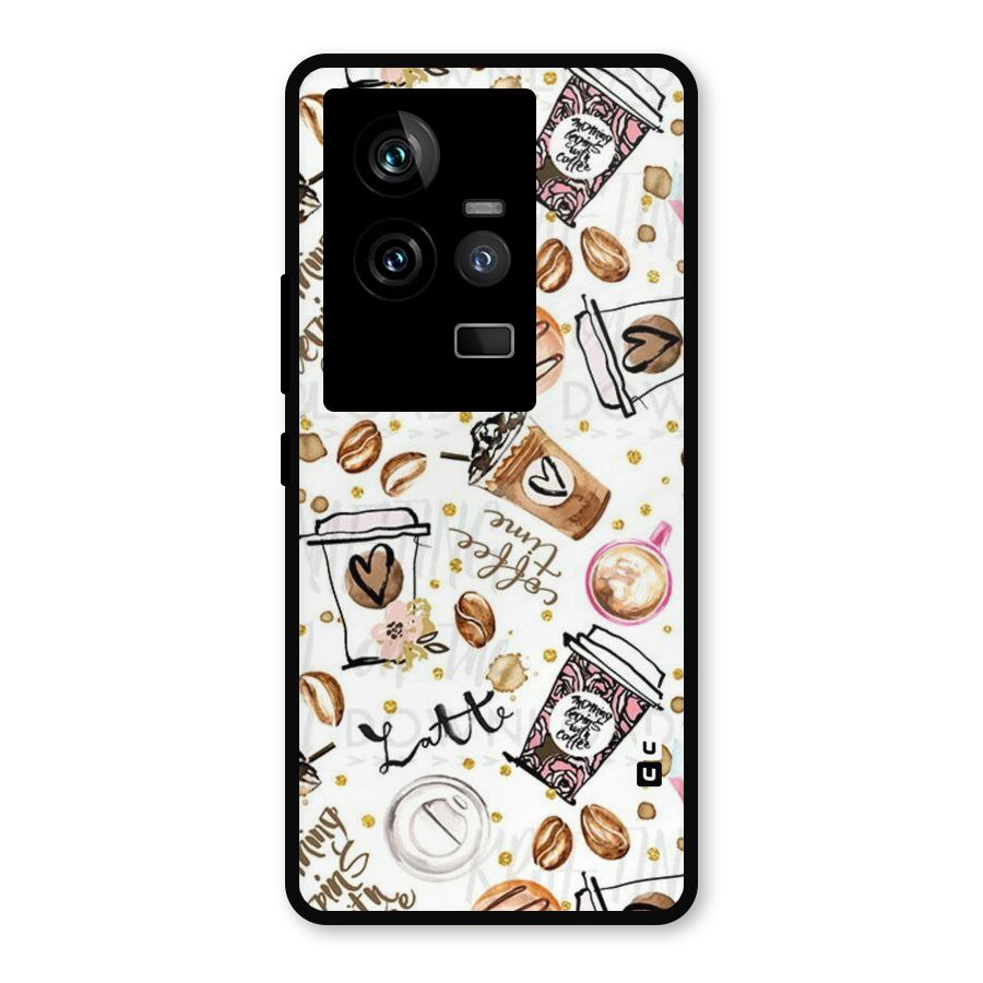 Cute Coffee Pattern Metal Back Case for iQOO 11 5G