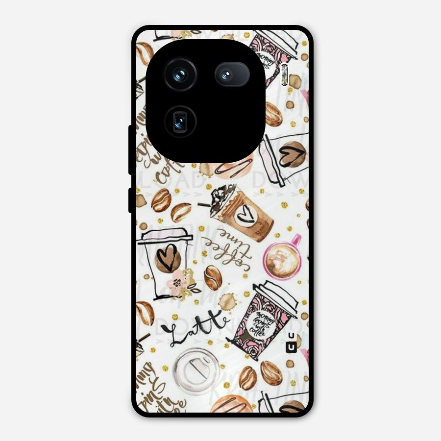 Cute Coffee Pattern Metal Back Case for iQOO 12