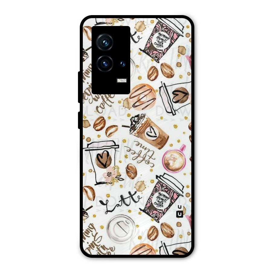 Cute Coffee Pattern Metal Back Case for iQOO 9 5G