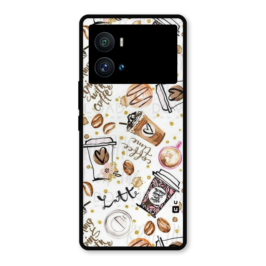 Cute Coffee Pattern Metal Back Case for iQOO 9 Pro