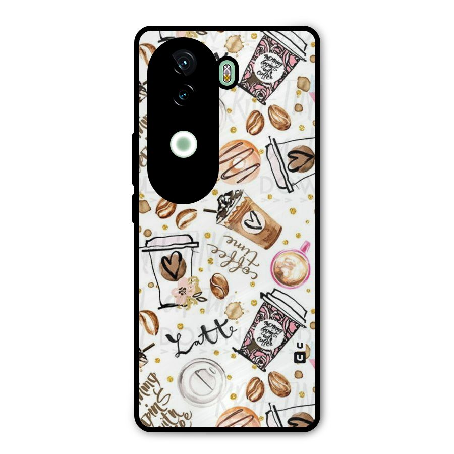 Cute Coffee Pattern Metal Back Case for iQOO Z9s