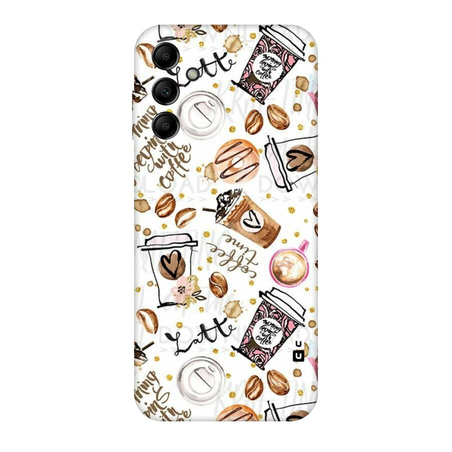 Cute Coffee Pattern Original Polycarbonate Back Case for Galaxy A14 5G