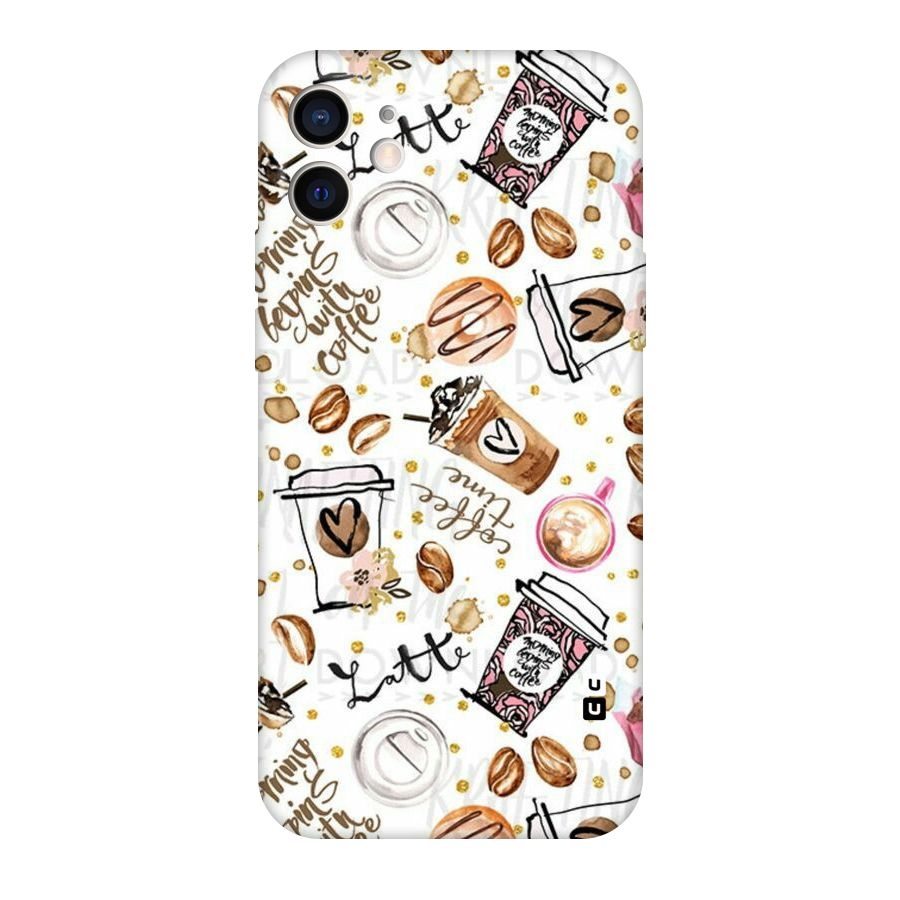 Cute Coffee Pattern Original Polycarbonate Back Case for iPhone 12