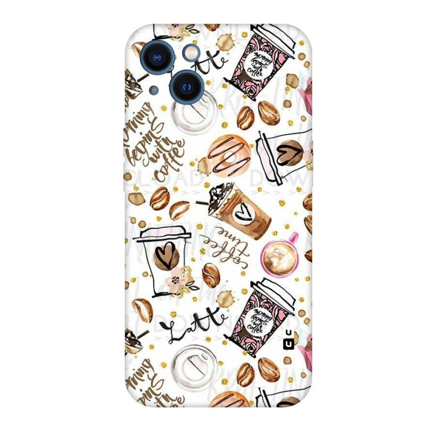 Cute Coffee Pattern Original Polycarbonate Back Case for iPhone 13