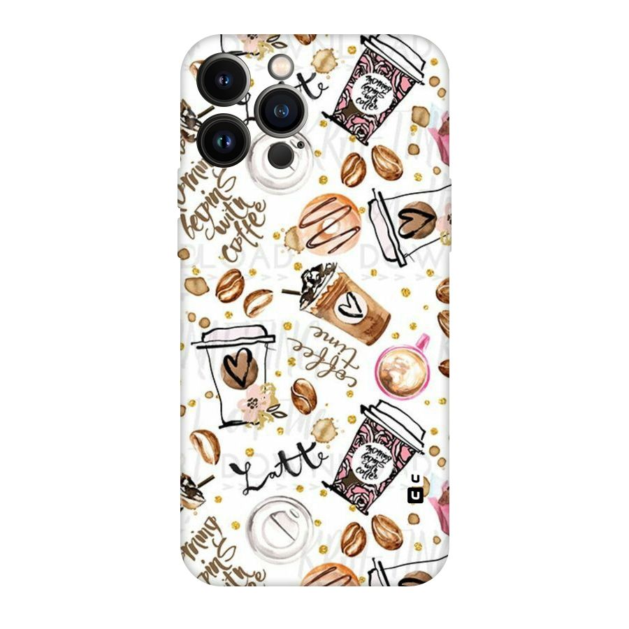 Cute Coffee Pattern Original Polycarbonate Back Case for iPhone 13 Pro Max