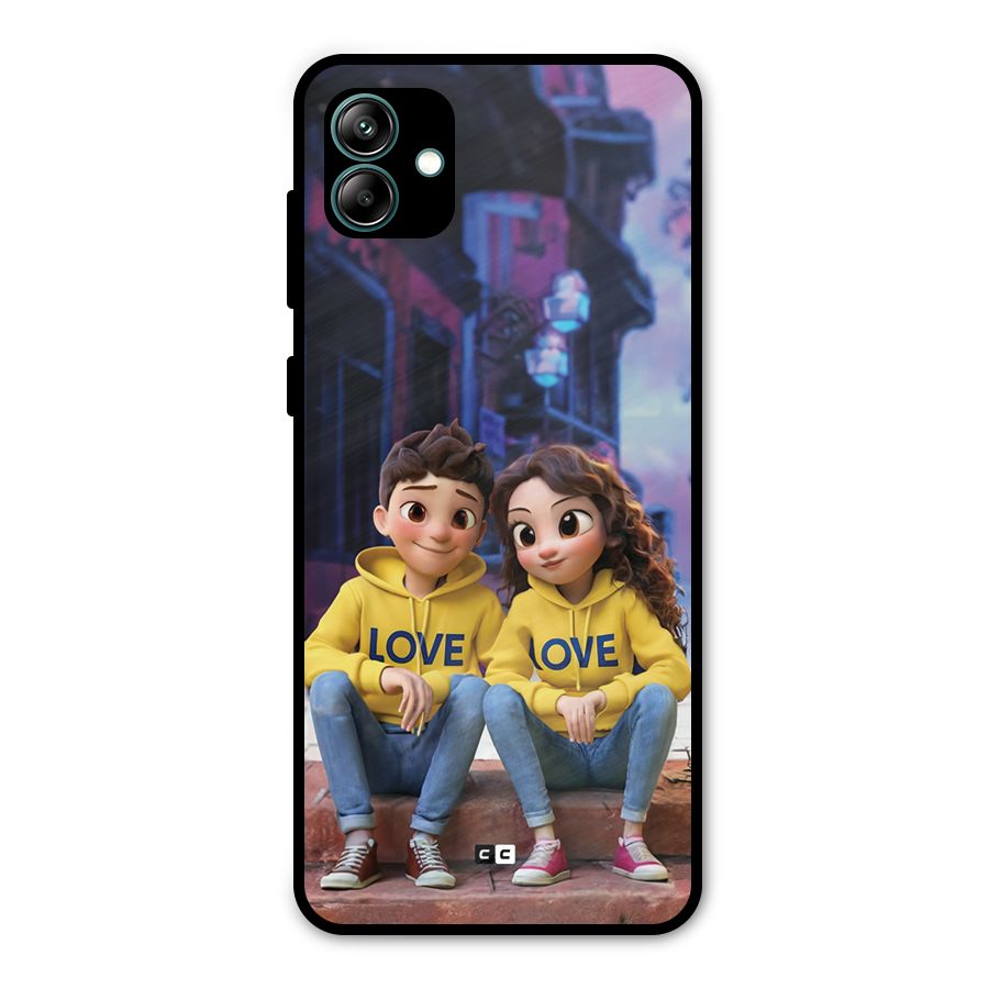Cute Couple Sitting Metal Back Case for Galaxy A04