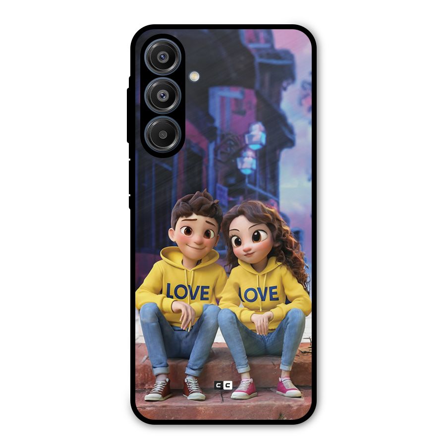 Cute Couple Sitting Metal Back Case for Galaxy A16 5G
