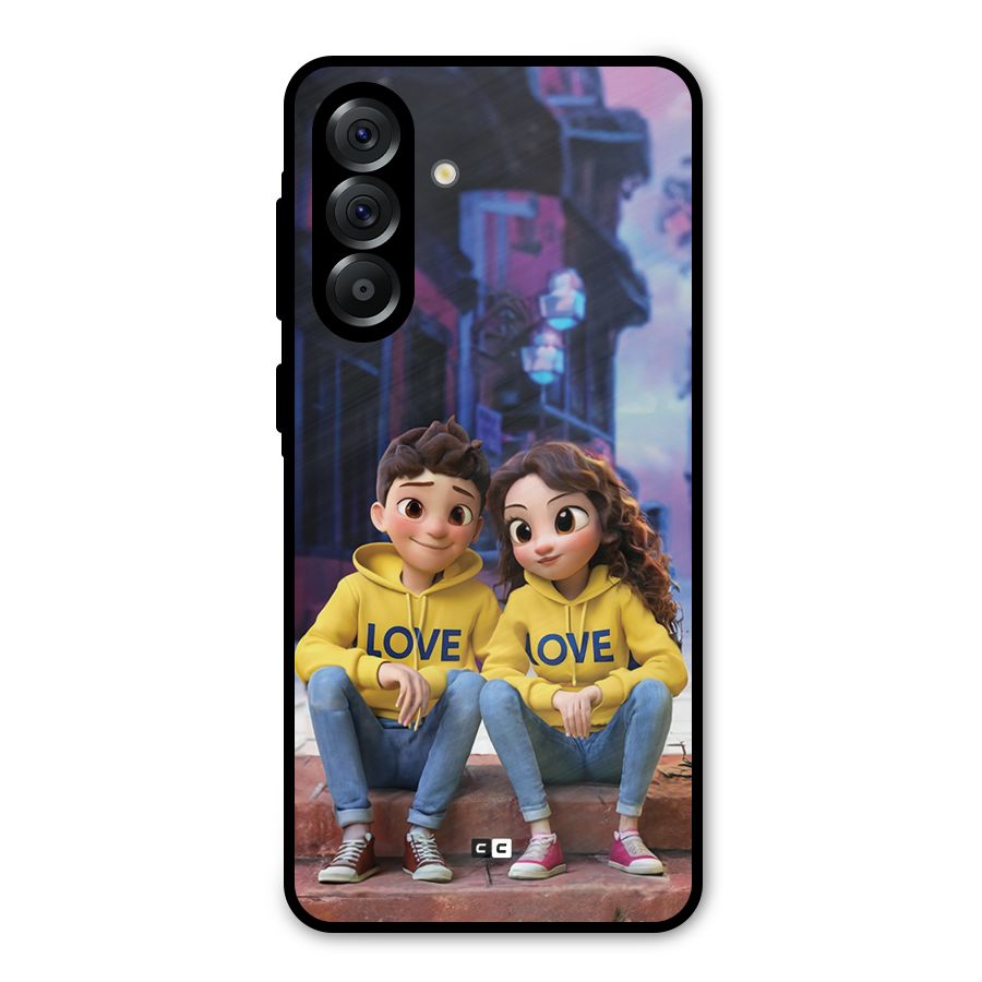 Cute Couple Sitting Metal Back Case for Galaxy A56