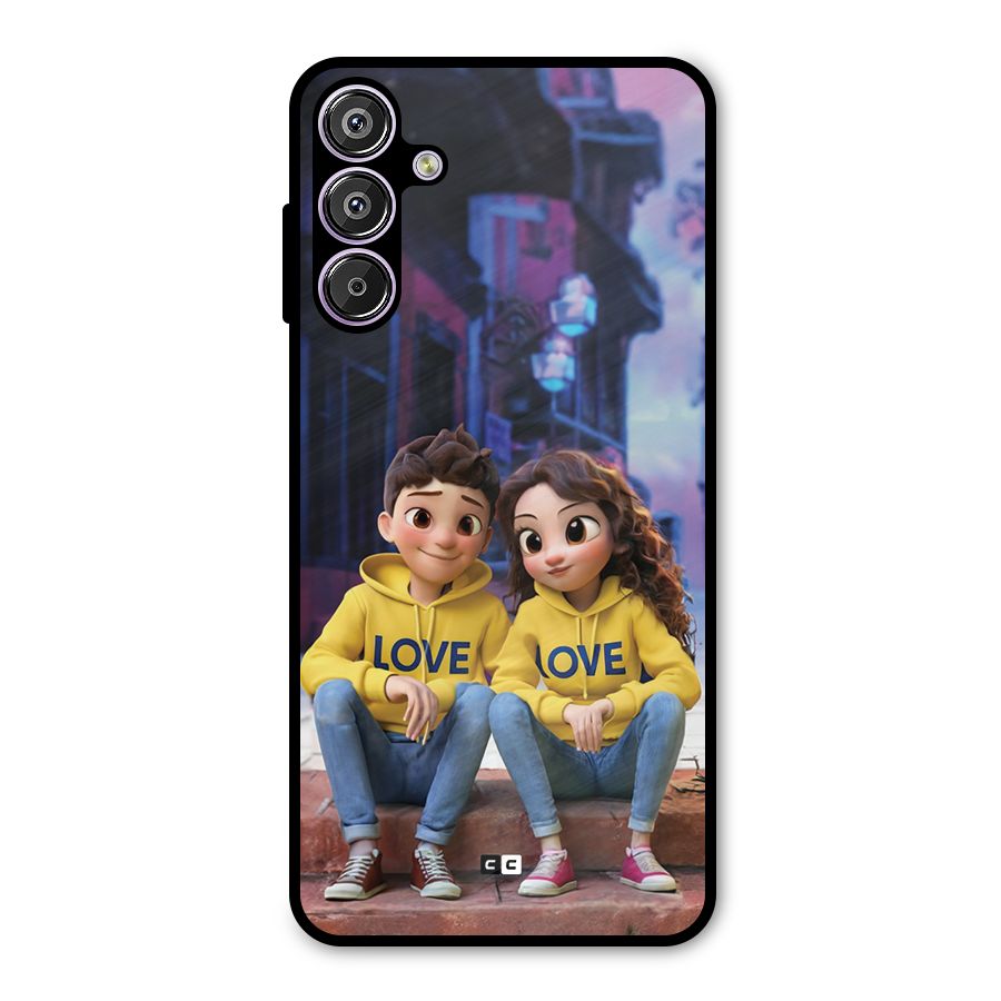 Cute Couple Sitting Metal Back Case for Galaxy M15
