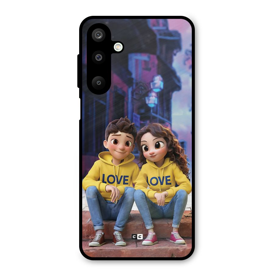 Cute Couple Sitting Metal Back Case for Galaxy M16