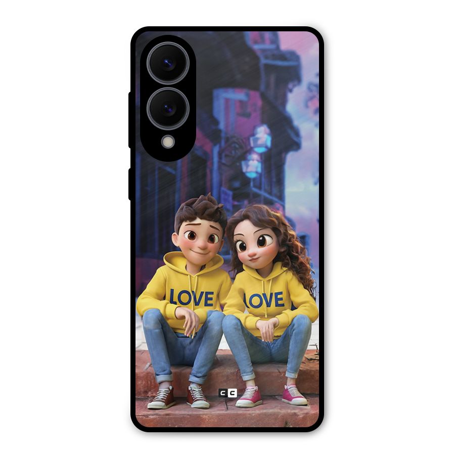 Cute Couple Sitting Metal Back Case for Galaxy S25 Edge