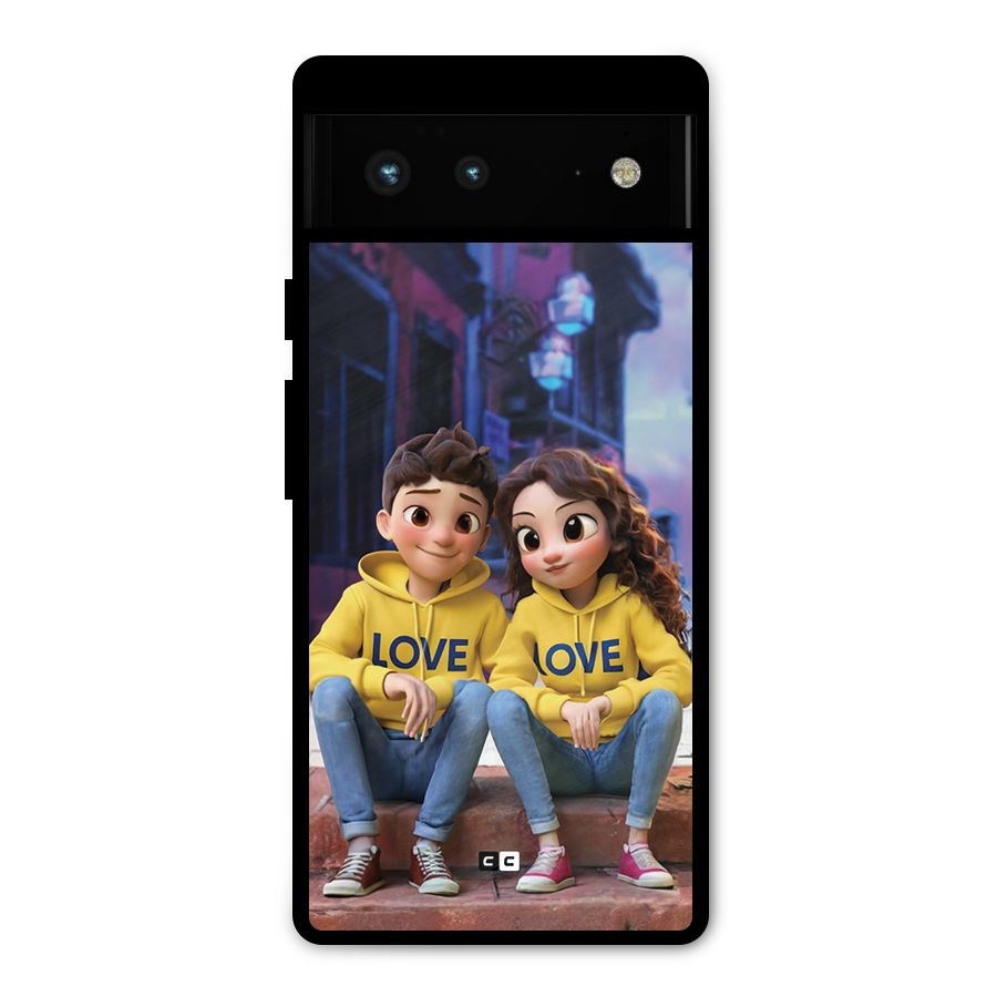 Cute Couple Sitting Metal Back Case for Google Pixel 6