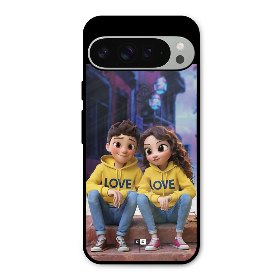 Cute Couple Sitting Metal Back Case for Google Pixel 9 Pro XL