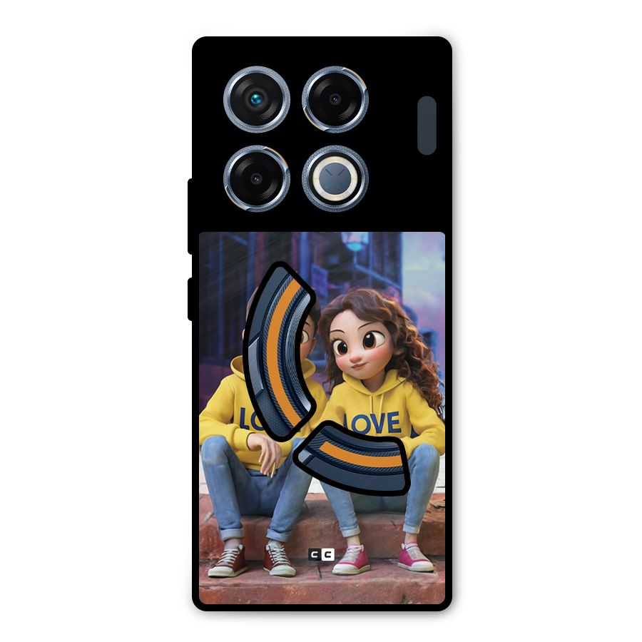 Cute Couple Sitting Metal Back Case for Infinix GT 20 Pro