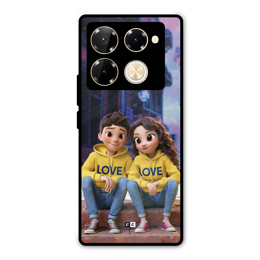 Cute Couple Sitting Metal Back Case for Infinix Note 40 Pro Plus