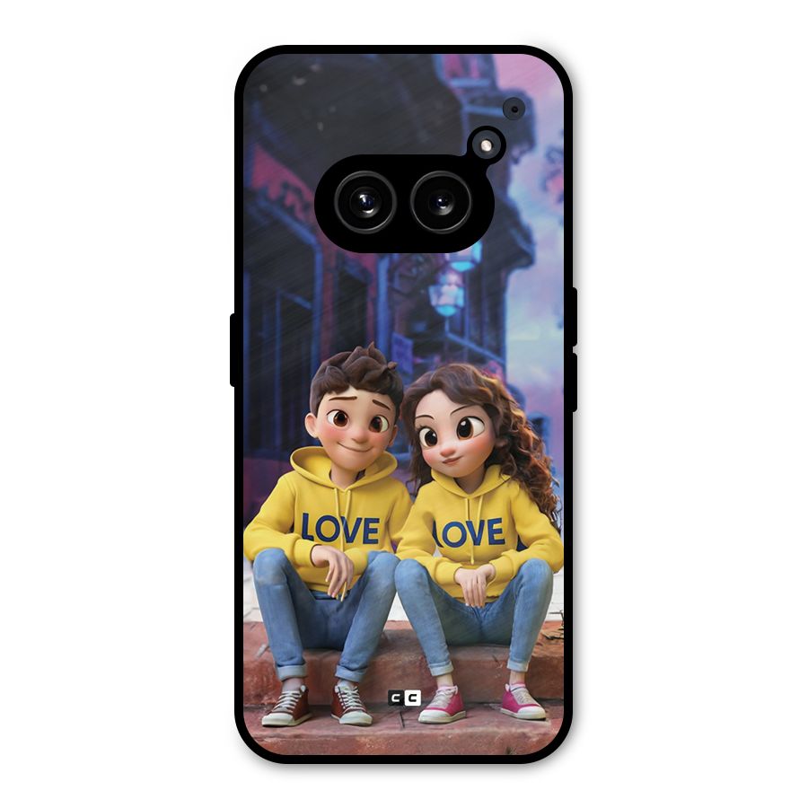 Cute Couple Sitting Metal Back Case for Nothing Phone 2a Plus