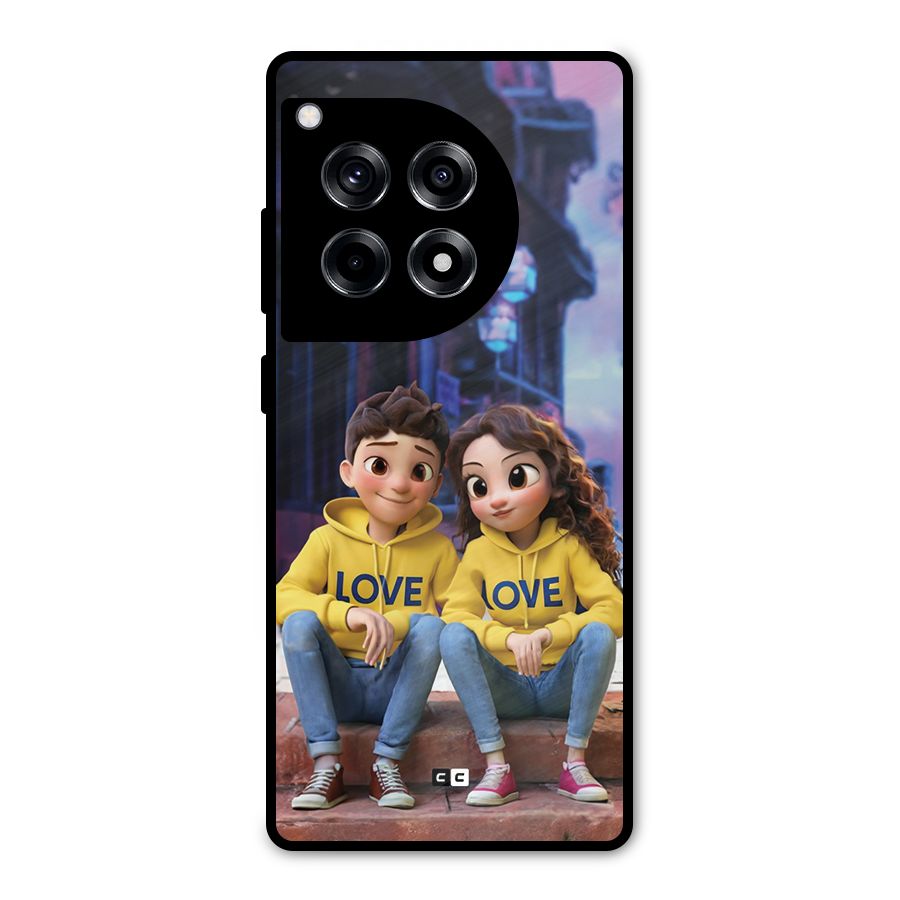 Cute Couple Sitting Metal Back Case for OnePlus 12R