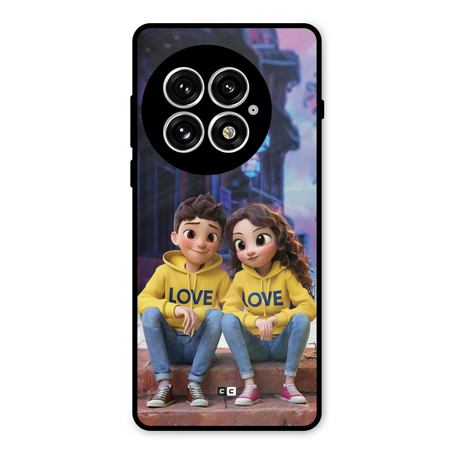Cute Couple Sitting Metal Back Case for OnePlus 13