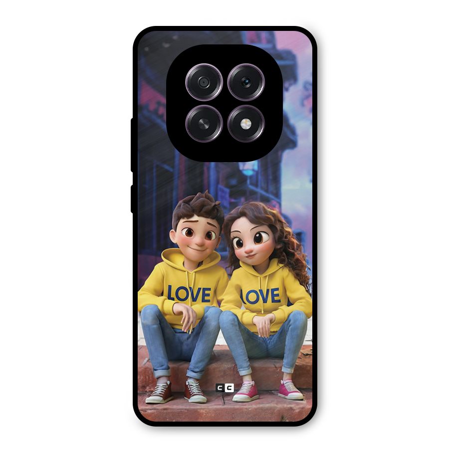 Cute Couple Sitting Metal Back Case for Oppo F29