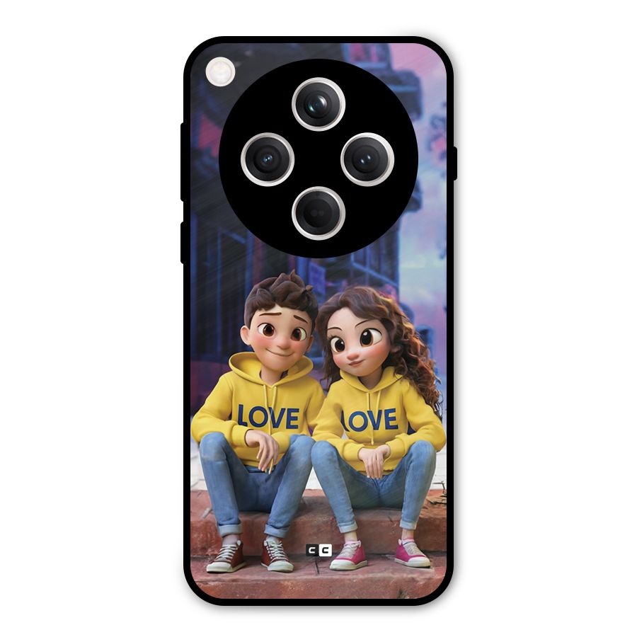 Cute Couple Sitting Metal Back Case for Oppo Find X8
