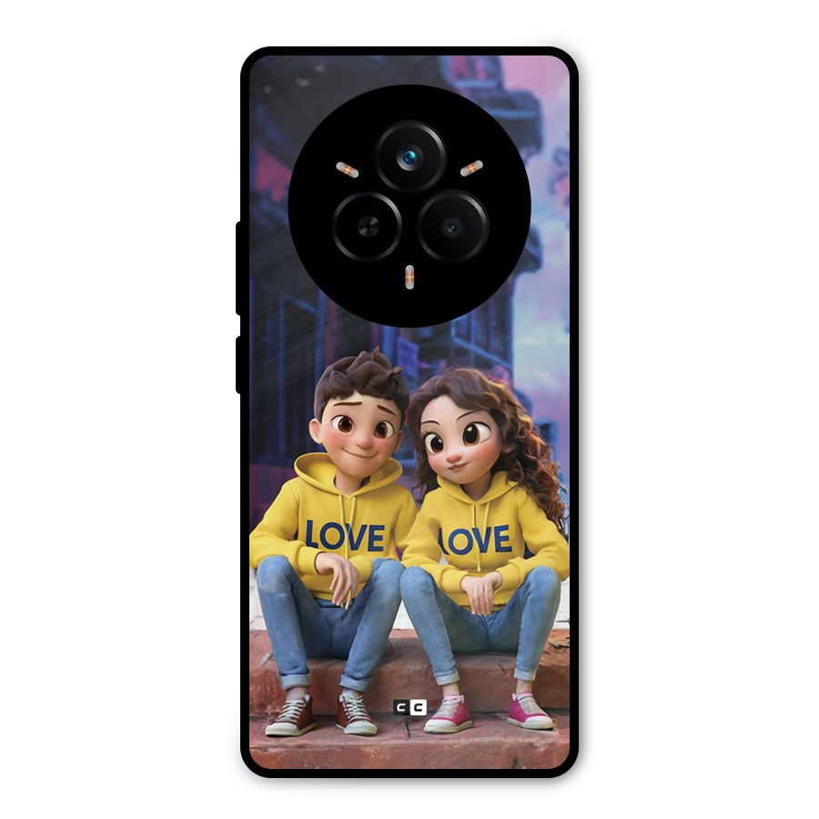 Cute Couple Sitting Metal Back Case for Realme 14 Pro