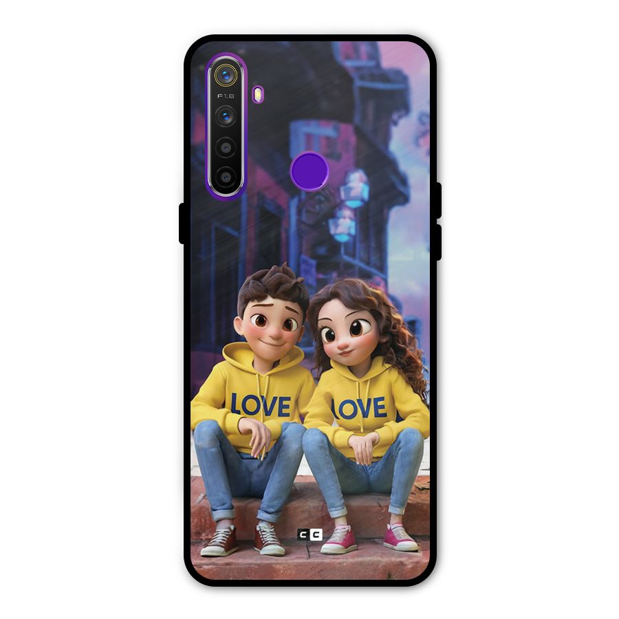 Cute Couple Sitting Metal Back Case for Realme Narzo 10