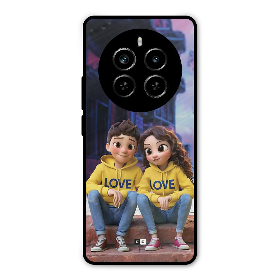 Cute Couple Sitting Metal Back Case for Realme P1 Pro
