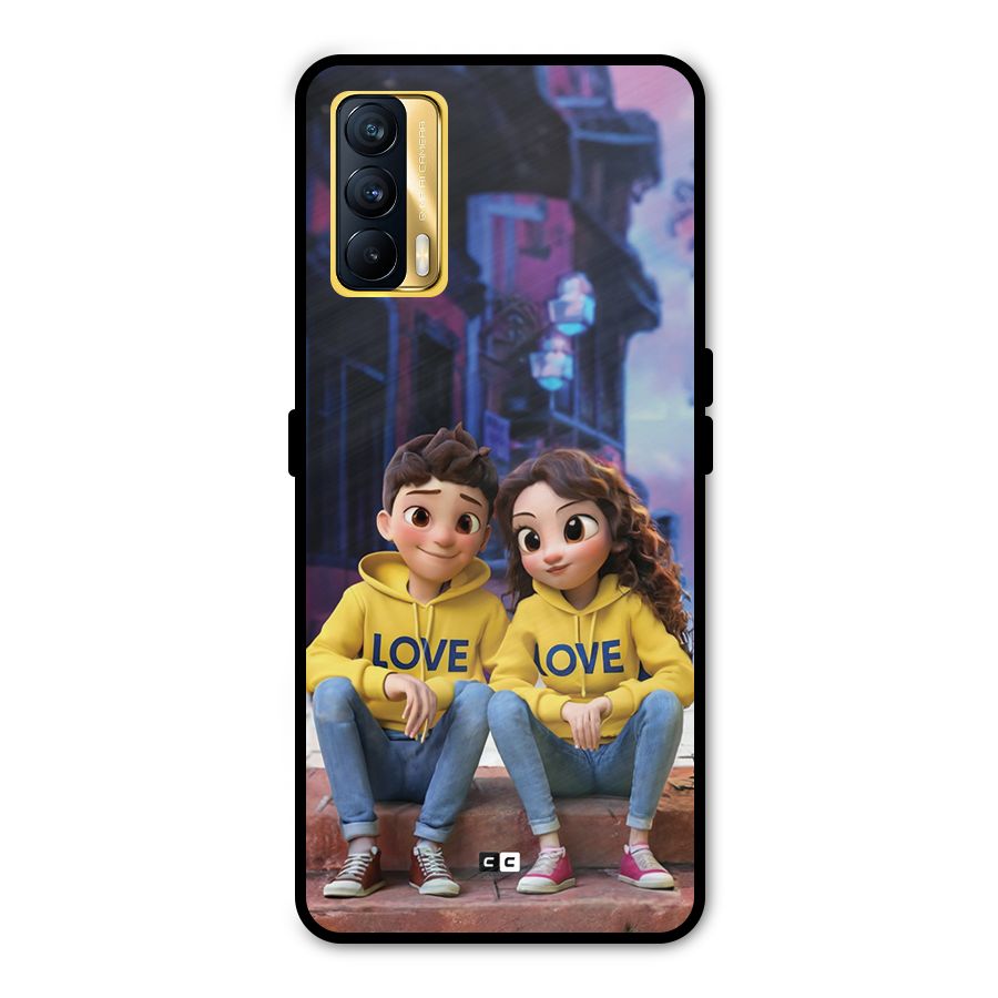 Cute Couple Sitting Metal Back Case for Realme X7