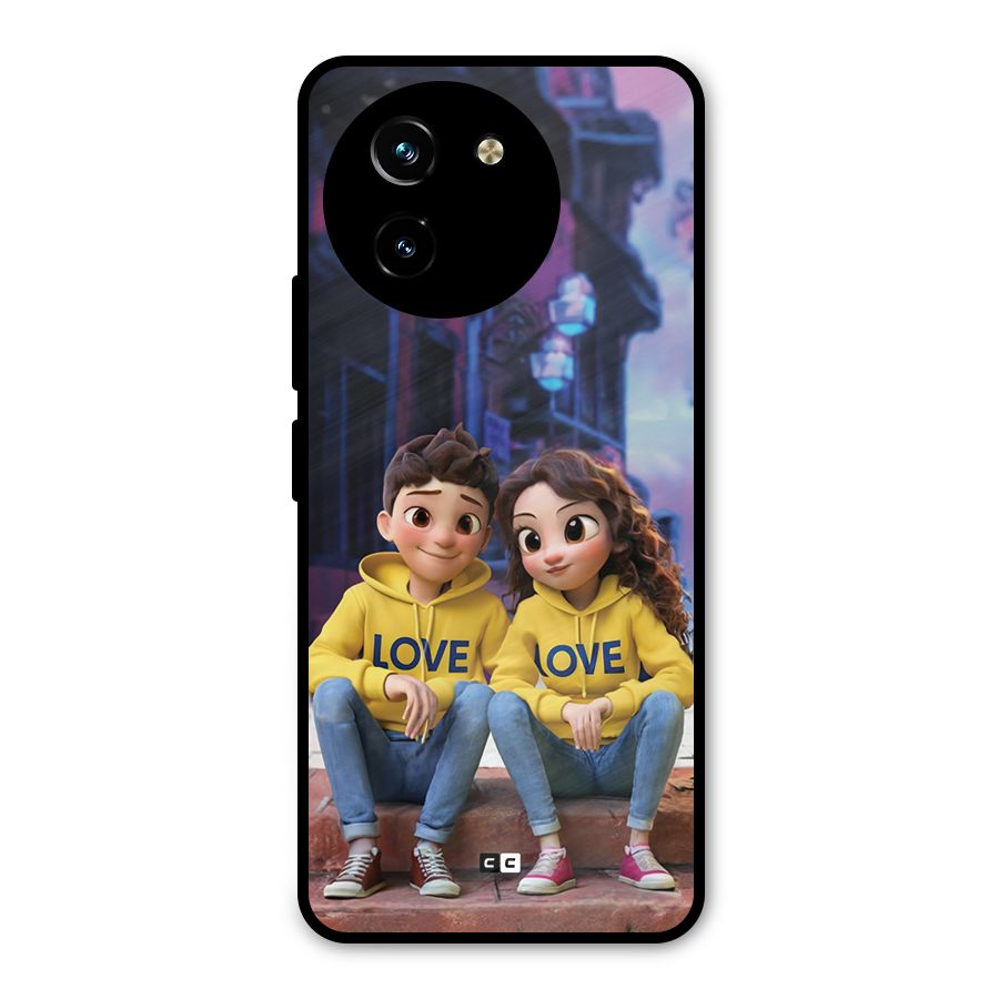 Cute Couple Sitting Metal Back Case for Vivo T3x