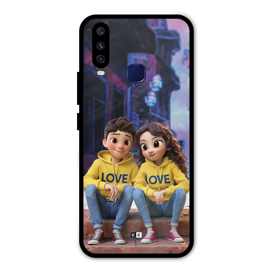 Cute Couple Sitting Metal Back Case for Vivo V17