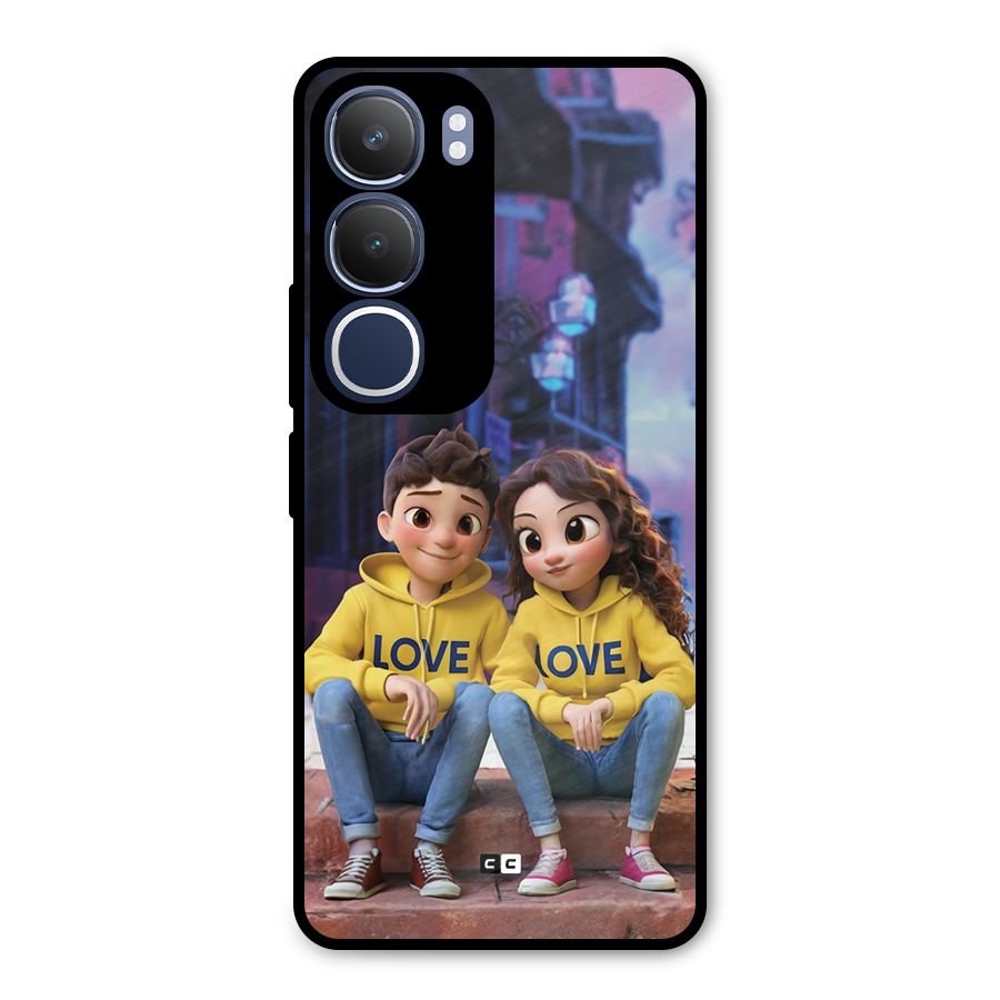 Cute Couple Sitting Metal Back Case for Vivo Y29