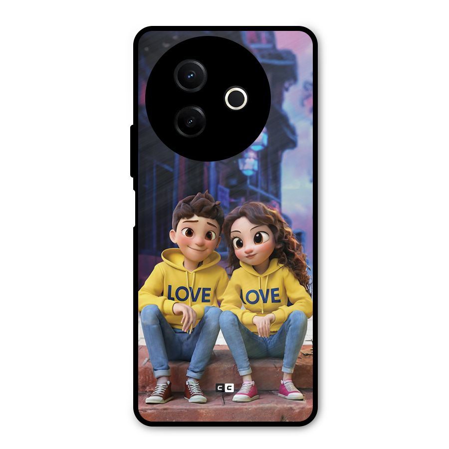 Cute Couple Sitting Metal Back Case for Vivo Y39