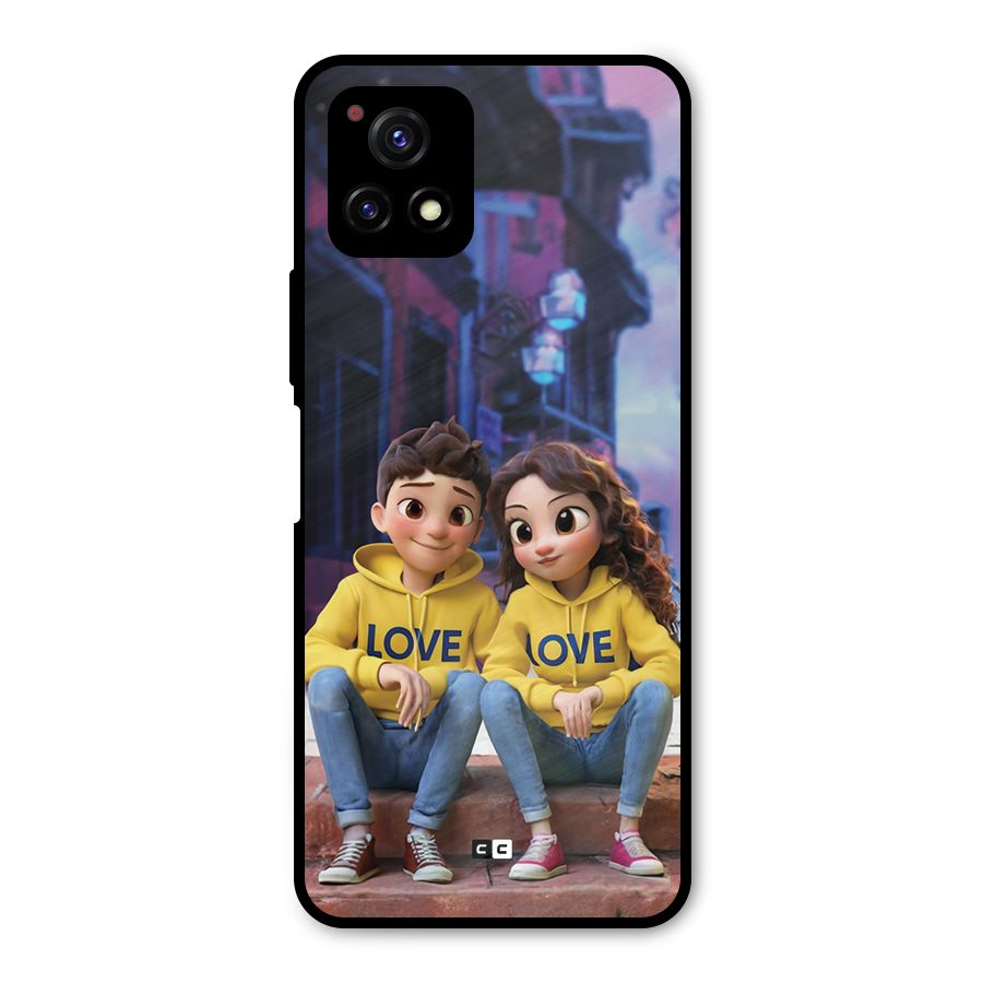Cute Couple Sitting Metal Back Case for Vivo Y72 5G