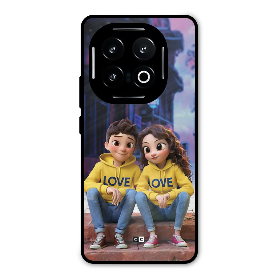 Cute Couple Sitting Metal Back Case for iQOO 13