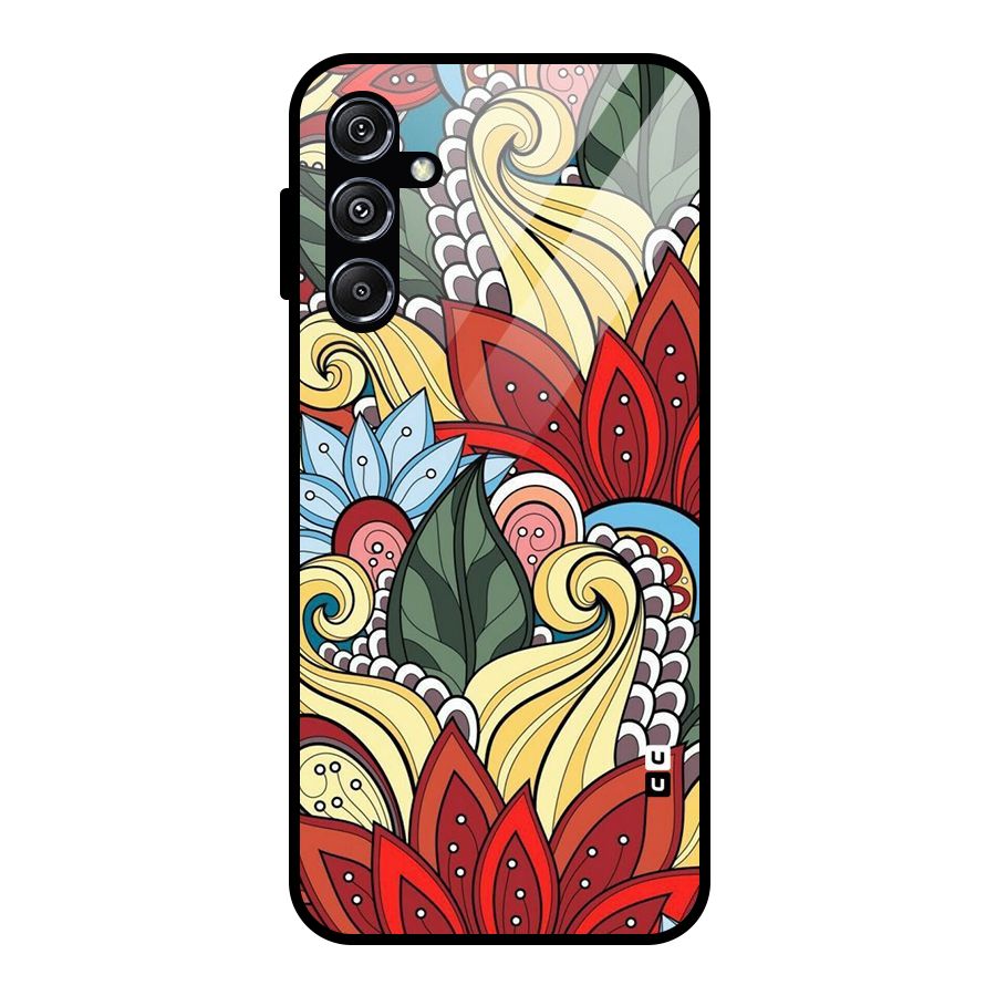 Cute Doodle Glass Back Case for Galaxy M34 5G