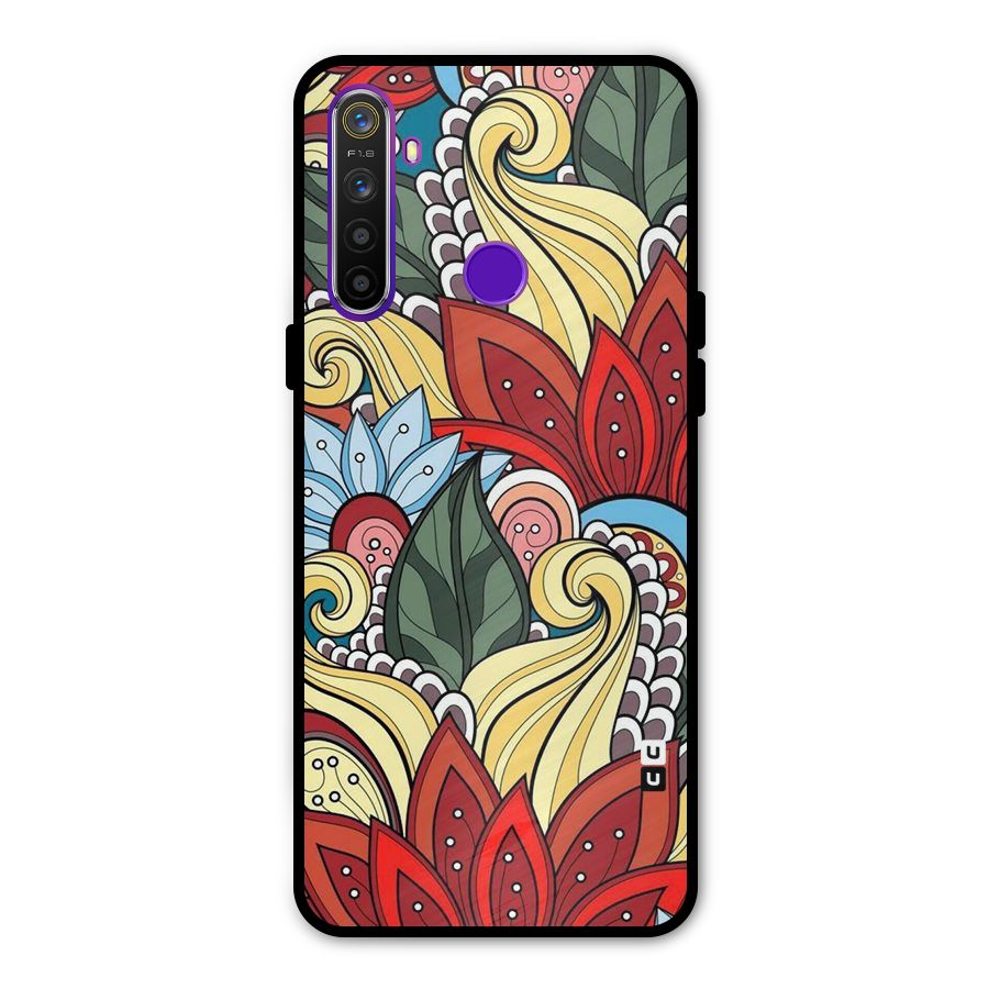 Cute Doodle Glass Back Case for Realme 5s
