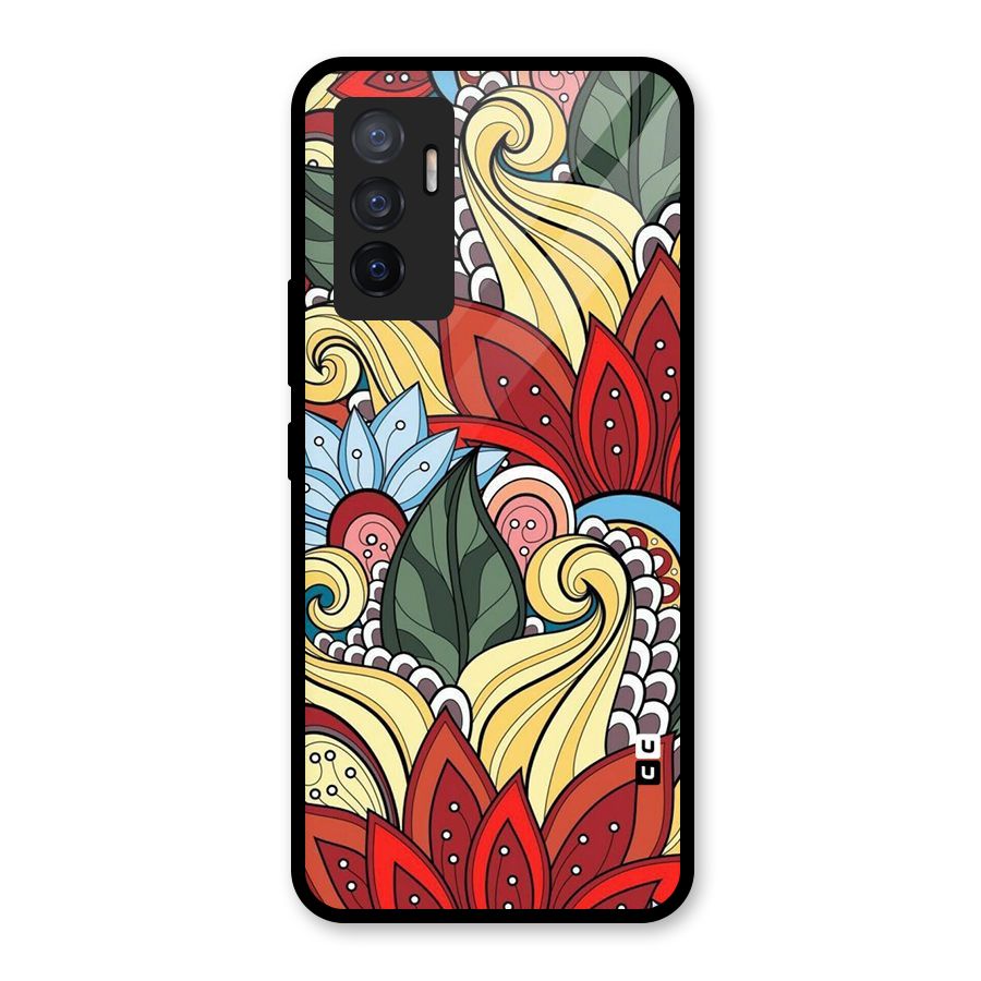 Cute Doodle Glass Back Case for Vivo V23e