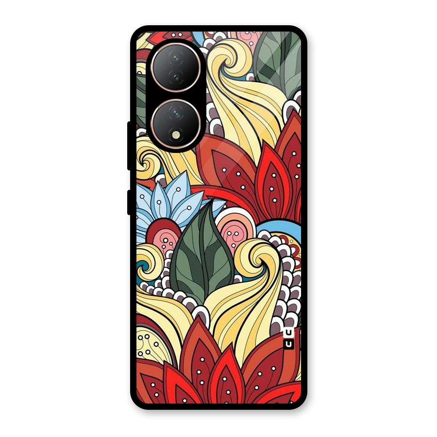 Cute Doodle Glass Back Case for Vivo Y100