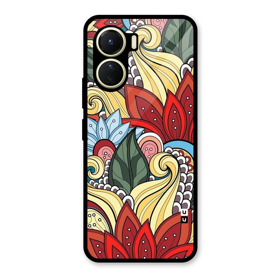 Cute Doodle Glass Back Case for Vivo Y16